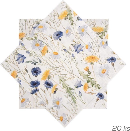 Papieren servetten met motief van lentebloemen blauw 33 × 33 cm 20 stuks