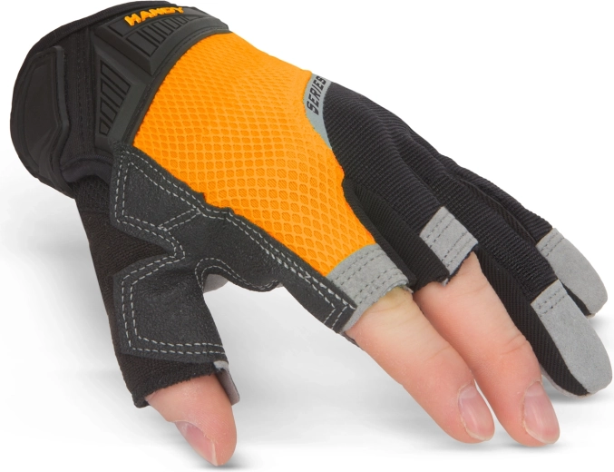Beschermende handschoenen met een gevoerde handpalm en drie vrije vingers, maat L