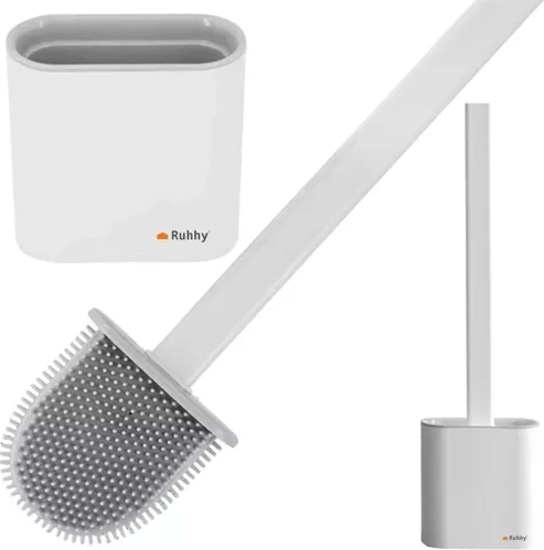 Siliconen WC-borstel RUHHY met standaard en wandhouder