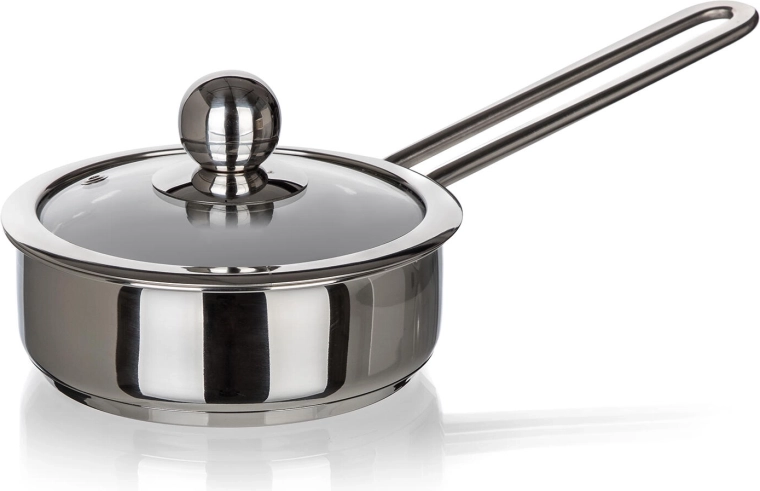 RVS steelpannetje met glazen deksel 0,75 l PICCOLO, 14 cm