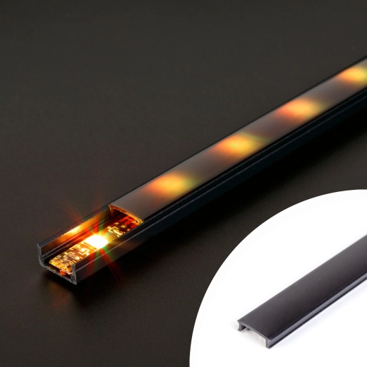 Zwarte opalen afdekking voor LED-aluminiumprofiel 1000 mm