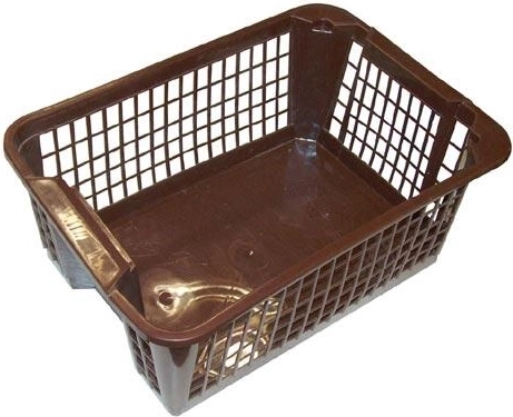 Stapelbaar kunststof mandje 36 x 26 x 14 cm – Bruin