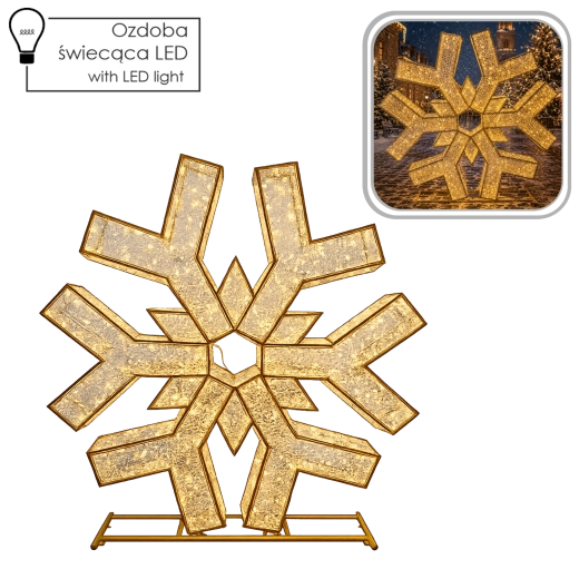3D kerst-leddecoratie sneeuwvlok 2 m, 1200 LED's, warm en koud wit