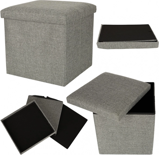 Grijze opvouwbare opbergpoef 38x38x38 cm