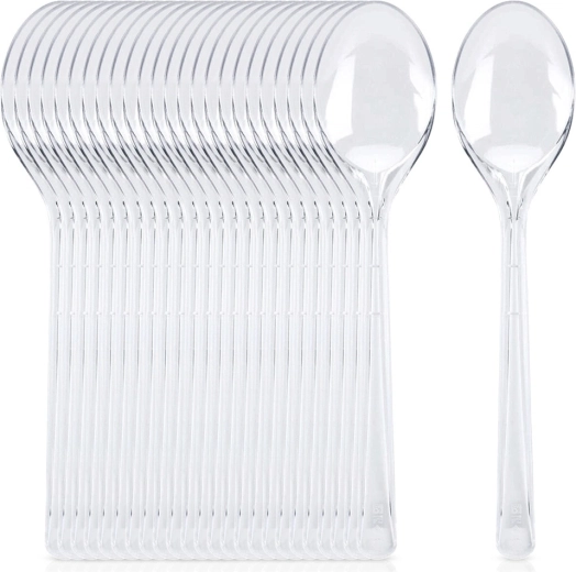 Herbruikbare plastic lepels 17,5 cm, 25 stuks