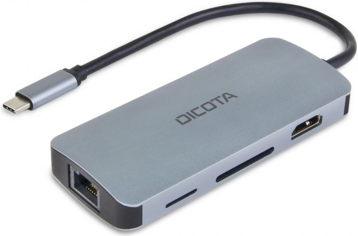 USB‑C 8-in-1 multi‑hub 4K met PD‑voeding 100 W DICOTA