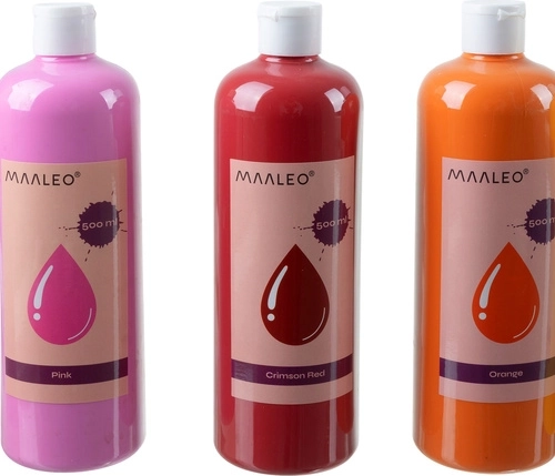 18 intense kleuren in 500 ml flessen