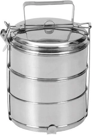 Roestvrijstalen voedselcontainer 16 cm, 3-delig met klemvergrendeling