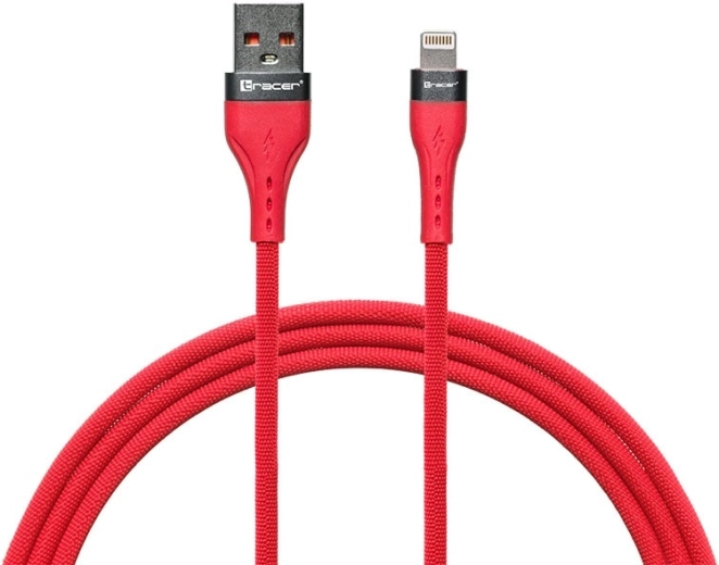 Oplaad- en datakabel USB‑A naar Lightning 1 m rood TRACER