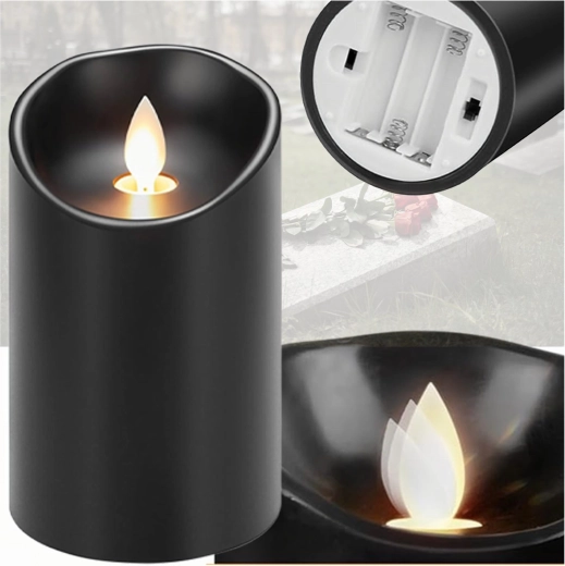 LED-inzet voor grafkaars met vlameffect, 12,5 cm