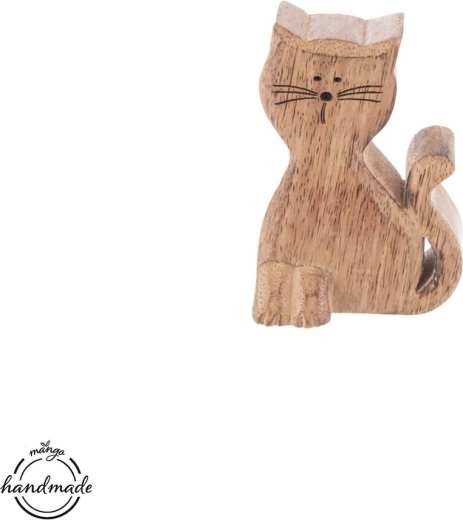 Houten decoratie Kat Mango Micka 10 cm