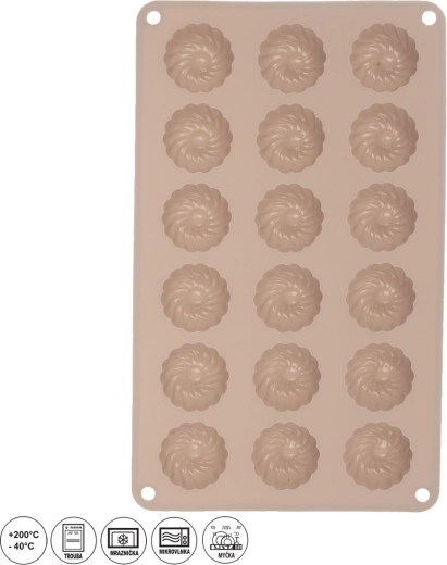 Siliconen vorm voor mini kransjes 18 stuks beige