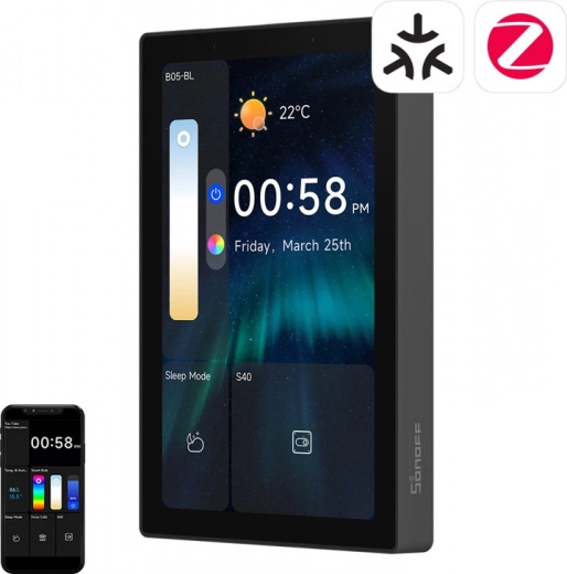 sonoff nspanel pro 120 slimme bedieningspaneel met ondersteuning voor matter, wifi, bluetooth en zigbee – zwart