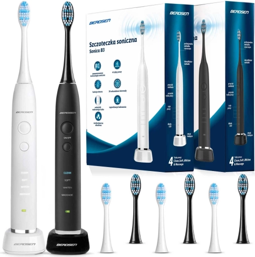 Berdsen Sonica B3 set sonische tandenborstels wit en zwart