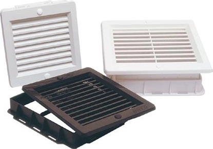 Ventilatierooster met gaas 150 × 150 mm, wit