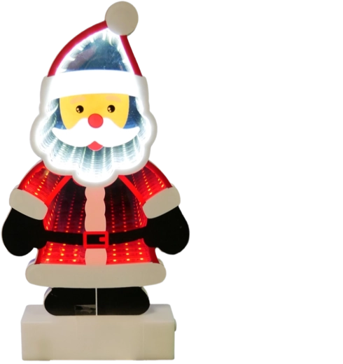 Kerstdecoratie in 3D met de Kerstman en LED-oneindigheidsspiegeleffect