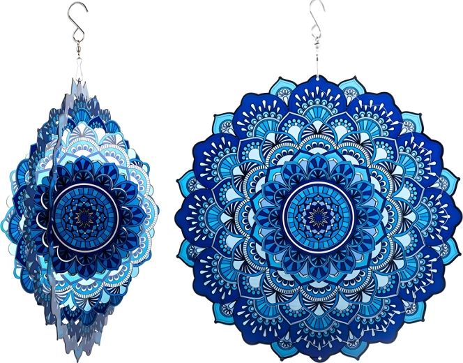 Hangende 3D mandala – windspinner 12" voor tuin en interieur