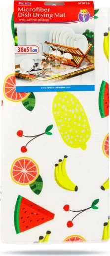 Microvezel afdruipmat voor servies met fruitpatroon