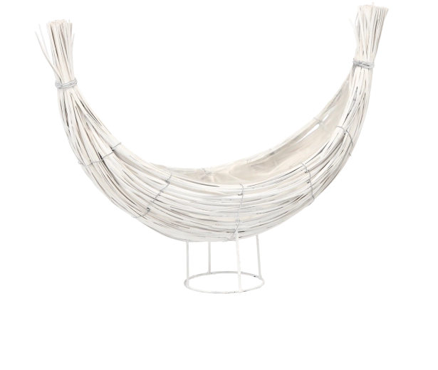 Witte rieten plantenhoes in croissantvorm 37 × 18 × 35 cm