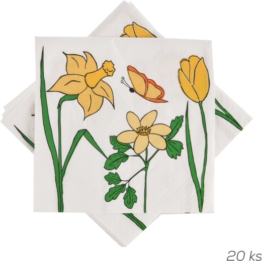 Papieren servetten Lentebloemenweide 33 × 33 cm, 20 stuks