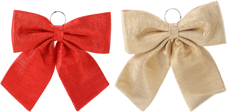 Kerstdecoratiestrik goud/rood 44 cm - 1 stuk