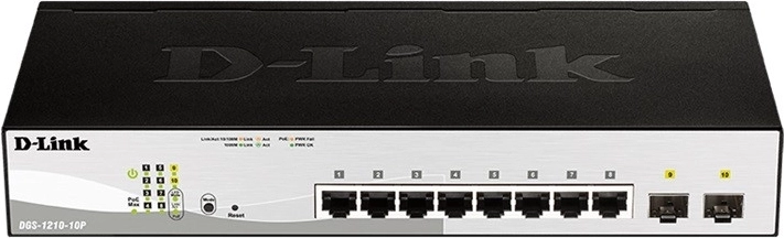 Schakelaar DGS-1210-10P met 8GE PoE en 2SFP