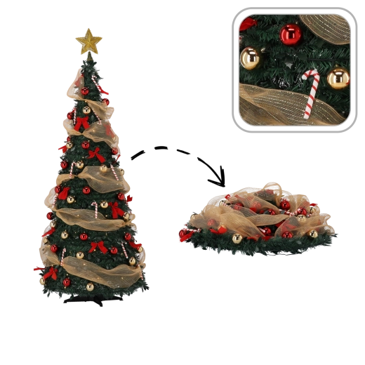 Opvouwbare kunstkerstboom Lidia 120 cm met LED-verlichting en decoraties