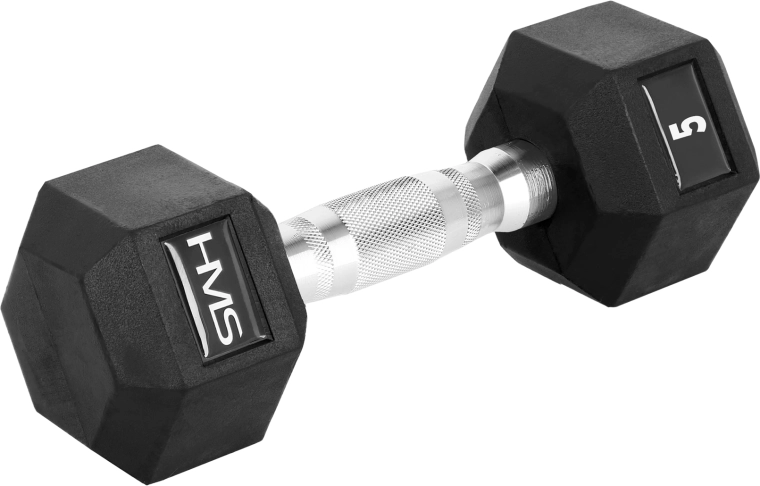 HMS HEX PRO rubberen zeshoekige dumbbell 5 kg