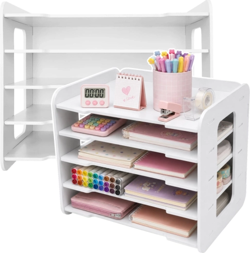 Witte houten bureau-organizer voor A4-documenten van MDF
