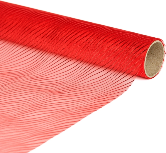 Rood gestreept organzaloper voor de tafel 180 × 28 cm