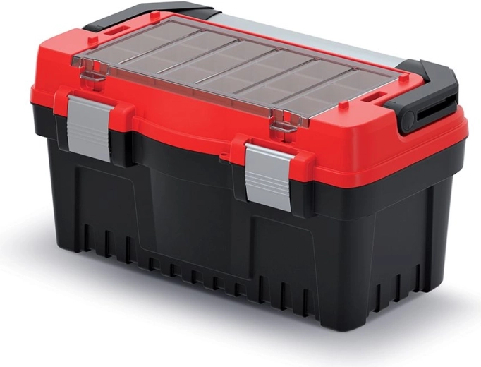 EVO gereedschapskoffer met metalen handgreep en organizer, rood