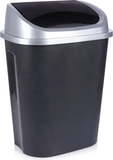 Plastic afvalbak met klapdeksel 50 l zwart