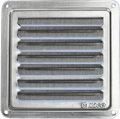 Roestvrijstalen ventilatierooster 250 × 250 mm met vaste lamellen
