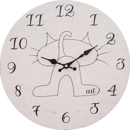 Houten wandklok Cat, diameter 34 cm