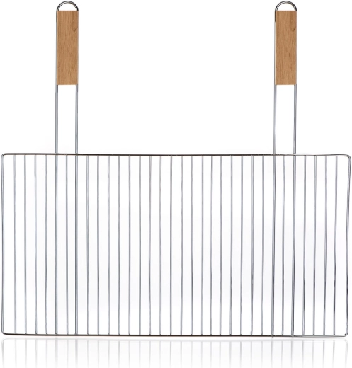 BBQ-grillrooster 57 × 30 cm met houten handgrepen