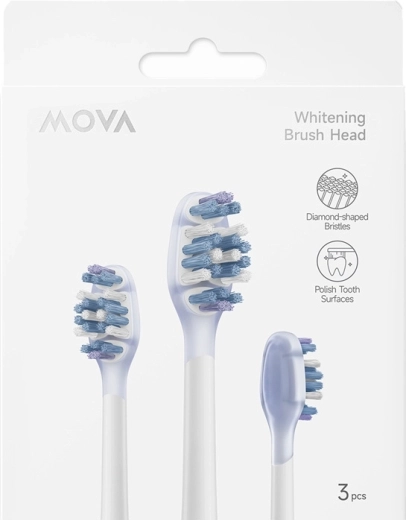 MOVA vervangende whitening-opzetborstels voor sonische tandenborstels Fresh 20 en Sensus Fresh 10 (3 stuks)
