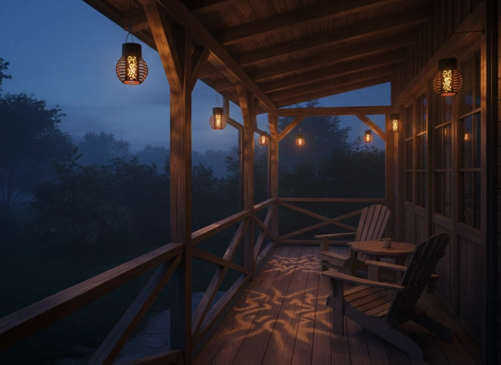 Decoratieve lichtpatronen op terras en in de tuin