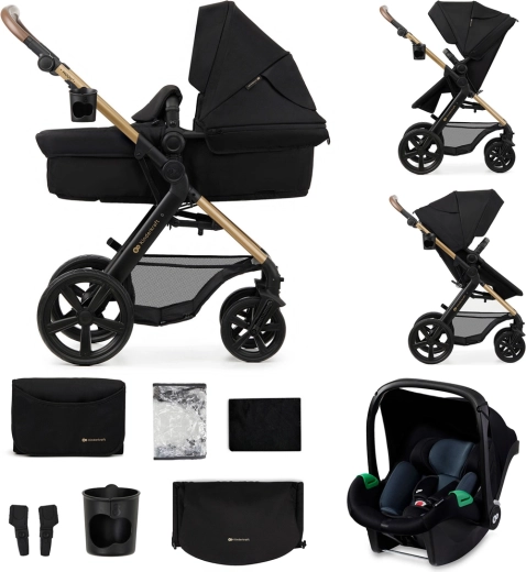 Kinderkraft MOOV 2 combi kinderwagen 3-in-1 Pure Black met schuimbanden