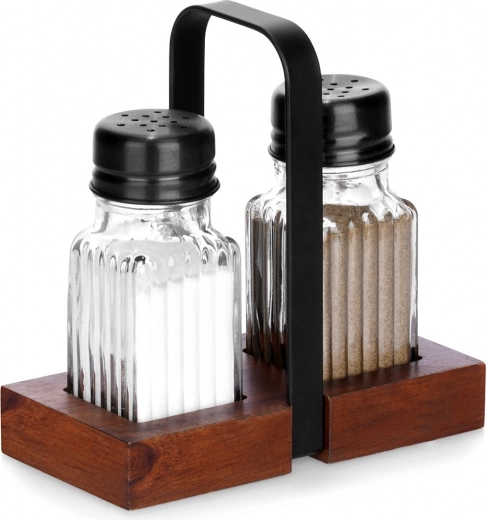 Zout- en peperstel met houder, 3-delige set Vilde