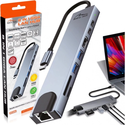Media-Tech 8-in-1 dockingstation Giga LAN-hub