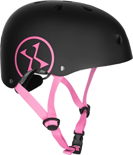 Fiets- en skeelerhelm NILS Extreme zwart/roze – S (52-56 cm)