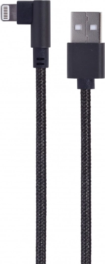 USB-kabel naar 8pin-connector (haaks), textiele omvlochten, 0,2 m, zwart - 1 stuk