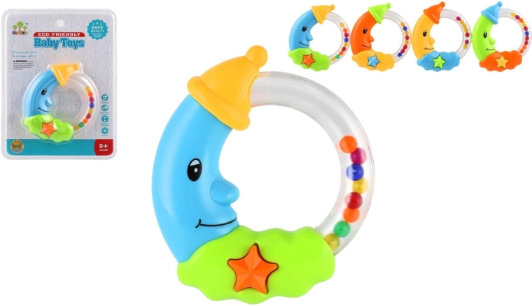 Maanvormige rammelaar met balletjes voor baby's - 1 stuk