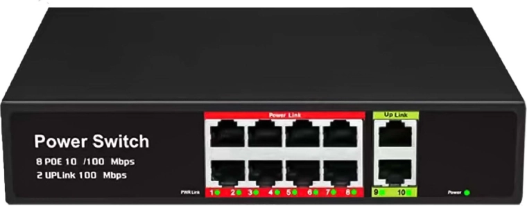 PoE-switch RENEW FORCE met 8 PoE-poorten en 2 uplinkpoorten