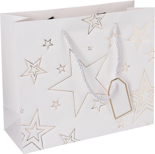 Papieren cadeauzakje met sterrenmotief – Wit