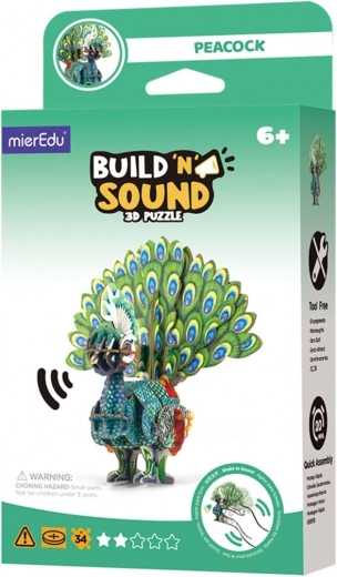 3D-puzzel MierEdu Bouw en luister – pauw