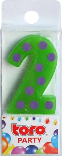 Taartkaars cijfer 2 TORO, prikbaar 4,5 cm