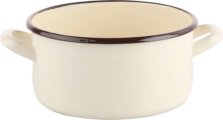 Geëmailleerde steelpan Silesia 2,1 l, 18 cm, crèmekleurig