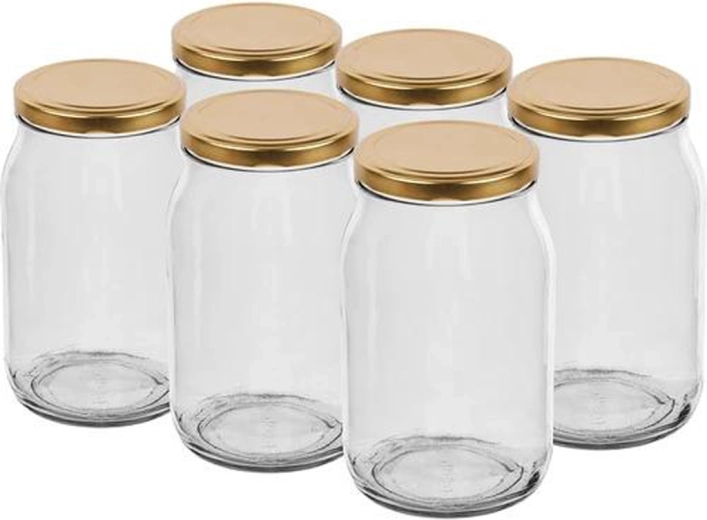 Set weckpotten Twist 900 ml met deksel 82 mm, 6 stuks
