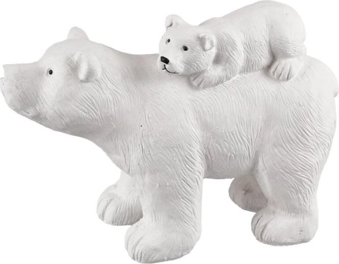 Decoratief ijsbeerbeeld van polystone, wit 35 cm
